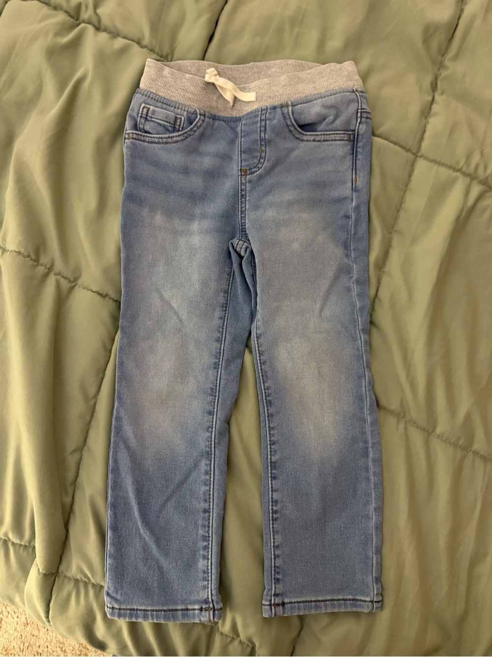 wonder nation Light Blue Pull-On Jeans with Gray Waistband